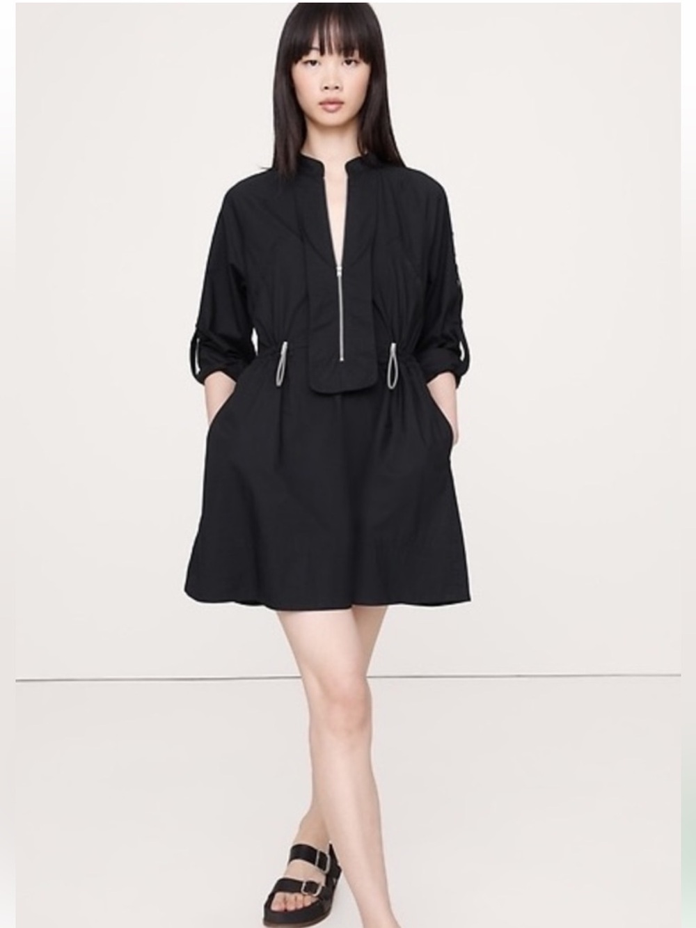 Banana republic black utility cotton mini dress
